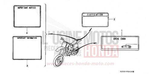 CAUTION LABEL CR250RS de 1995